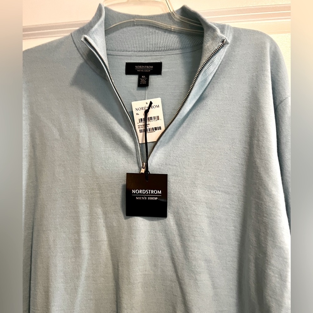 NWT Light Blue Nordstrom Quarter Zip Sweater XL